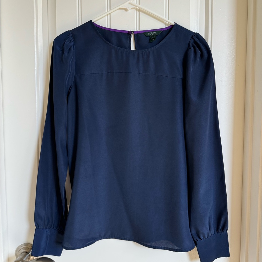 Navy Blue Crew Blouse